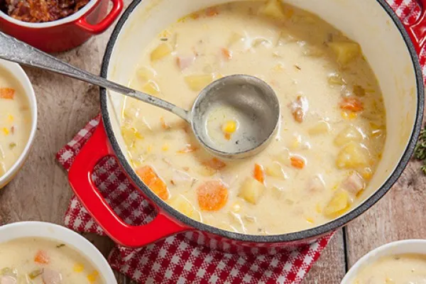 Ost- og majssuppe