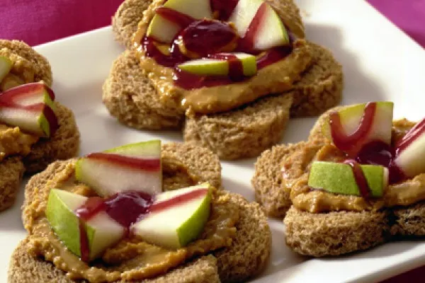 Pærebuket med peanutbutter og syltetøj