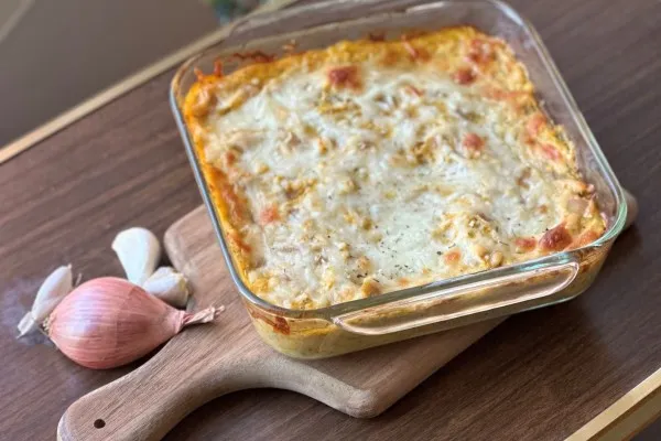Pastagratin med butternutgræskar
