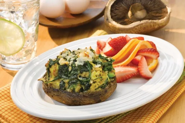 Spinatquiche med urter i portobellohatte