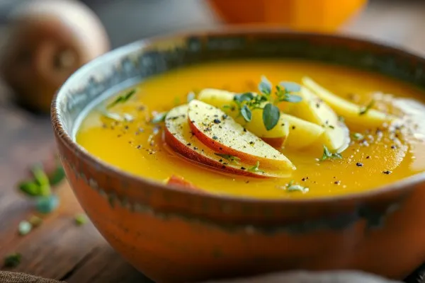 Suppe med butternutgræskar og æble
